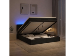 Vidaxl Cama Ottoman Com Colchão E Led Preto 140 X 200 Cm Tecido
