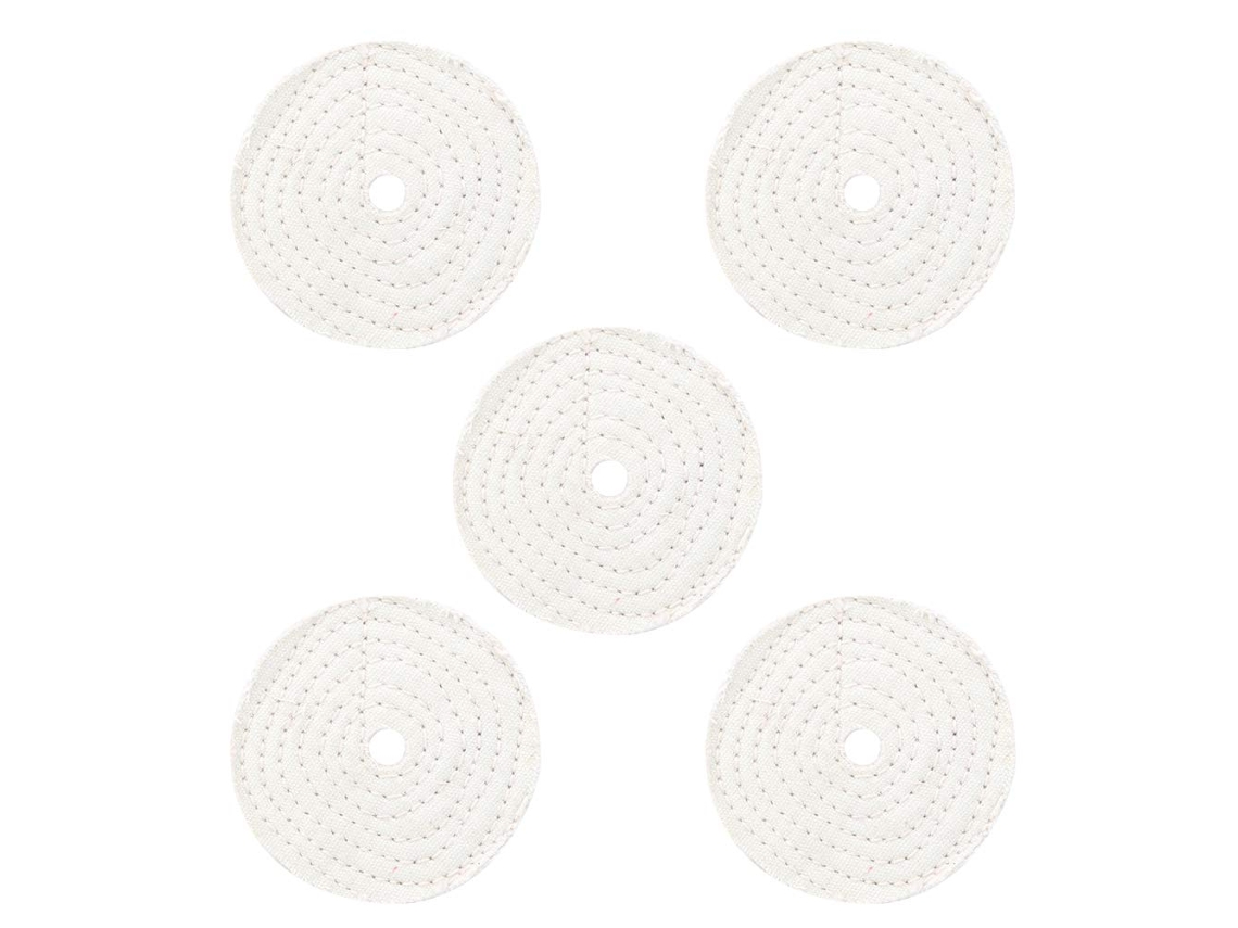 Conjunto De 5 Rodas Polimento Tecido Algodão Para Joias Metal E Espelhos, Ferramenta Abrasiva De 4 Polegadas