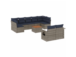 Conjunto de Sofá de Jardim, 10 Peças, Almofadas, Rattan Cinza MAISON EXCLUSIVE