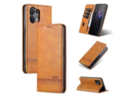 Capa De Celular Flip De Couro Com Textura De Bezerro Magnética Azns Para Oppo Reno9 / Reno9 Pro