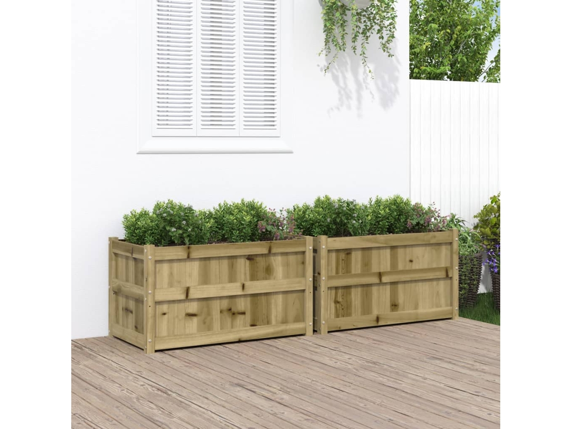 Vidaxl Vasos/floreiras De Jardim 2 Pcs Madeira De Pinho Impregnada