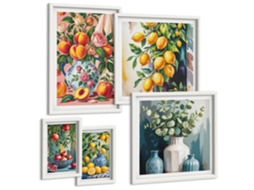 Quadros Decorativos Para Parede Limões, Laranjas, Amalfi Moldura Branca Imagens Para Um Quarto Infantil Espelharte (conjunto De 5 Imagens)