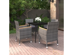 Pcs Conjunto De Jantar P/ Jardim C/ Almofadões Vime Pe/vidro Dkd Home Decor
