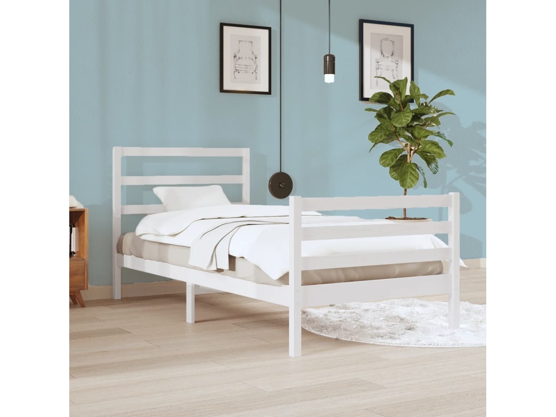 Estrutura De Cama 90x200 Cm Pinho Maciço Branco