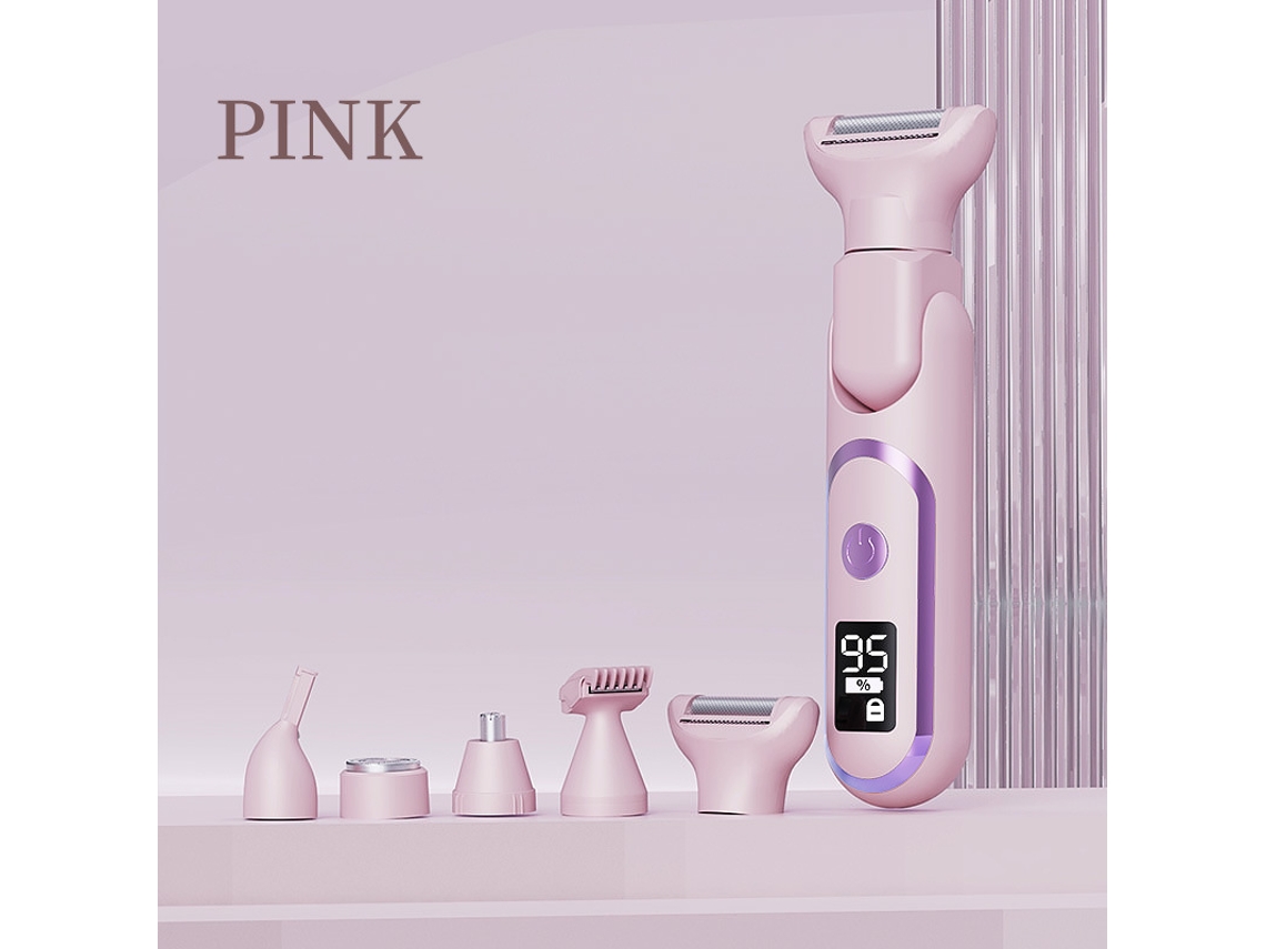 Depiladora, 5 in 1 Barbeador Elétrico Feminino, Aparador de Biquíni, Aparador de Sobrancelhas SPQMENT (rosa)