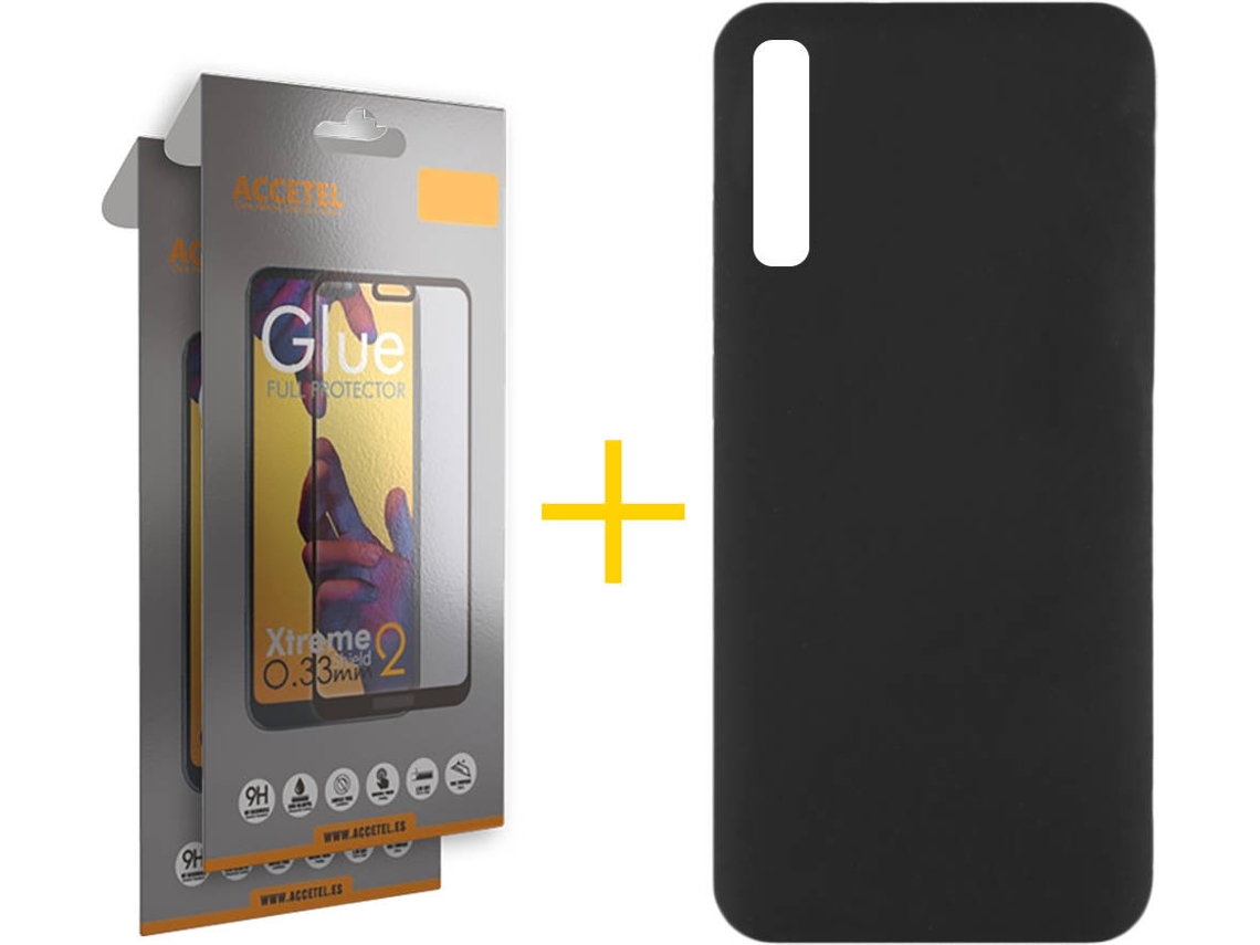 Kit Capa e 2 Películas Samsung Galaxy A30s ACCETEL Full Silicone Líquido (Preto)