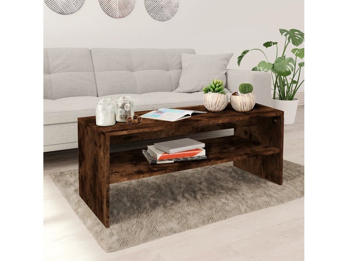 Mesa De Centro | Mesa De Apoio Mesa De Café 100x40x40 Cm Derivados Madeira Carvalho Fumado Wsd969909 Lovely Home