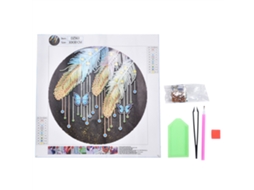 Kit de Pintura com Diamantes Padrão de Penas 5d para Decoração de Sala e Quarto 30x30cm S/MARCA