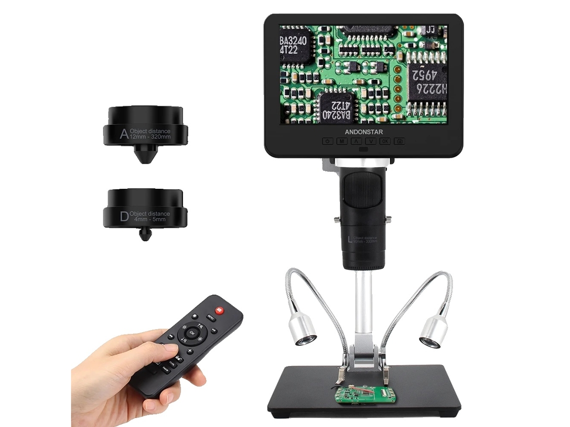 Microscópio digital, ampliação de 2000x, saída de vídeo UHD 2160p, M OEM AD246S (7 polegadas)