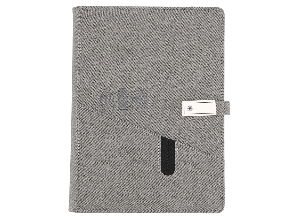 Ats caderno Inteligente Pu A5 com 3 Portas de Carregamento Batseria 8000mah 80 Folhas 160 Páginas Estilo de Armazenamento Duplo