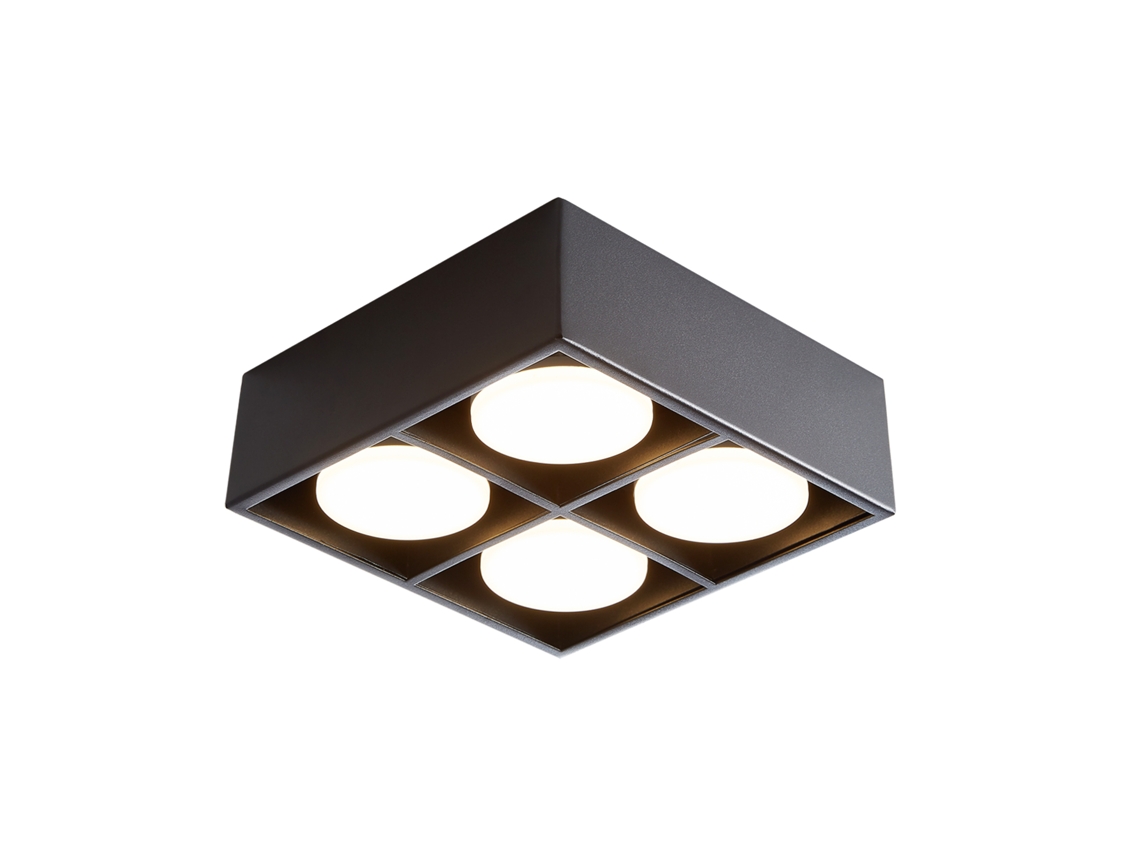 4 Holofotes de Teto Led Pretos Montados na Superfície Ajustável Branco Quente Gx53 4X5W Quadrado Moderno para Sala de Estar de Escritório NETTLIFE