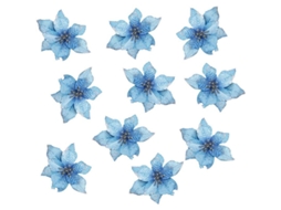 Enfeites de Natal Artificiais com Flores e Glitter para Árvore de Natal - Pacote com 10 Unidades (Azul)