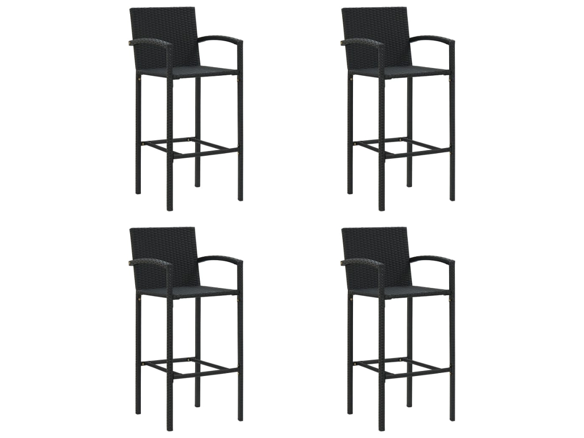 Vidaxl Bancos De Bar 4 Pcs Vime Pe Preto