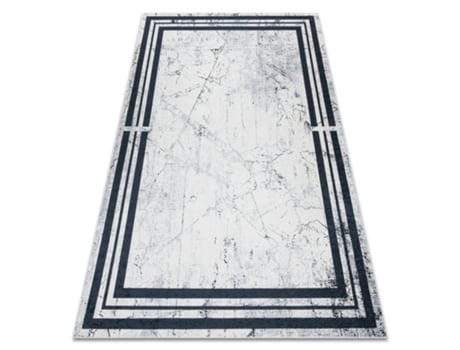 Tapete DYWANY LUSZCZOW Andre 1023 Quadro Mármore Antiderrapante - Preto / Branco