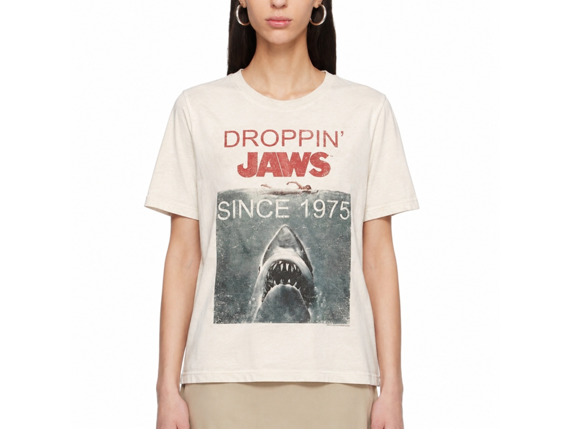 Rockinstone Jaws Movie Droppin Solid Natural Adult T-shirt Size:l