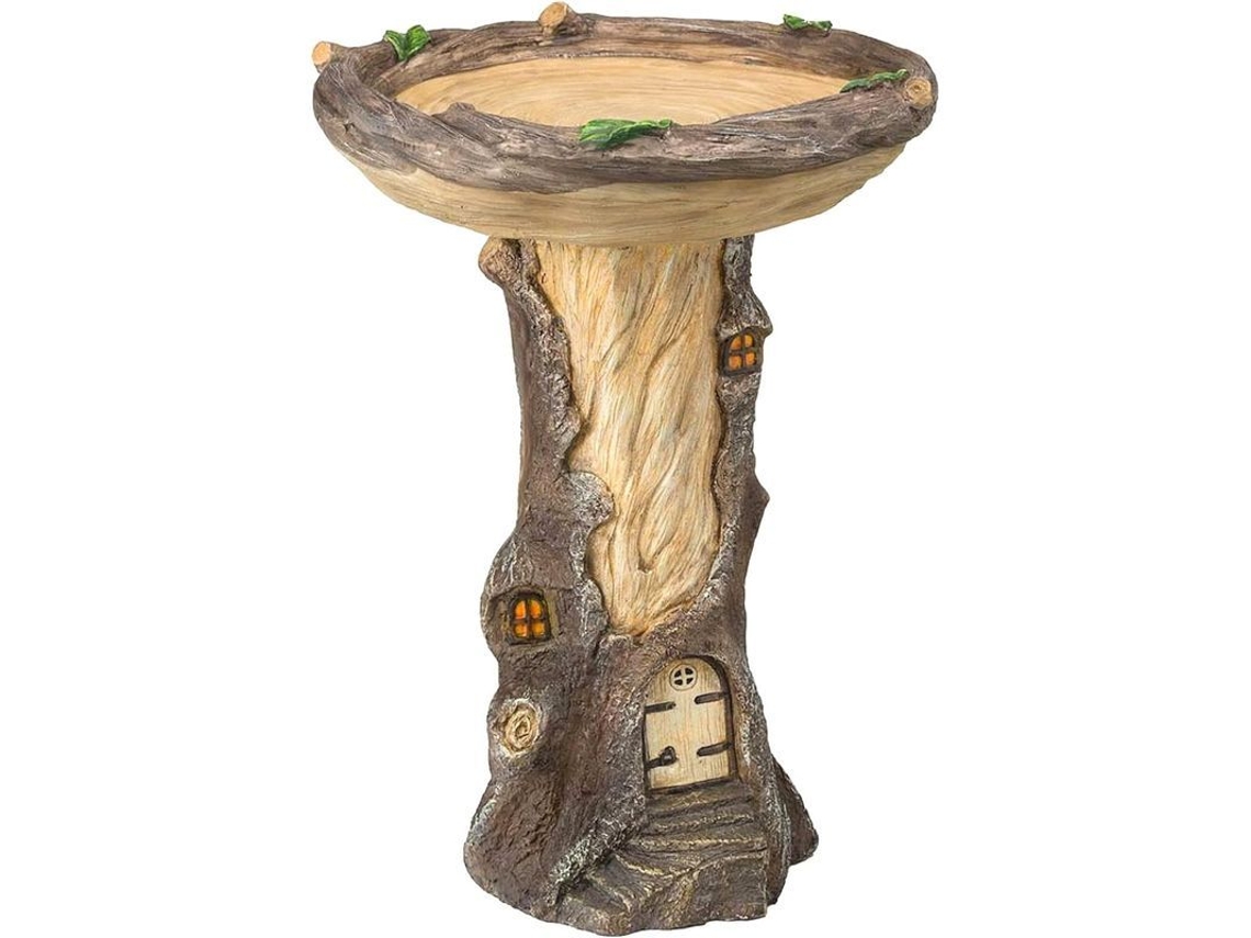 Bañera Para Pájaros De Jardín En Forma De Gran Árbol De Poliéster, Pedestal Marrón, Artesanía, Decoración Exterior