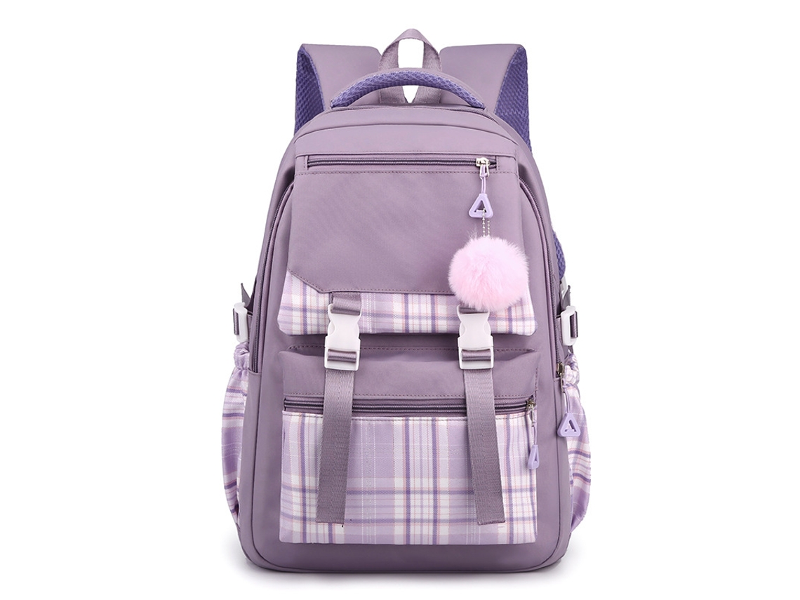 Mochila Escolar Cor Sólida Mochila Simples Multicamadas Para Computador Roxa