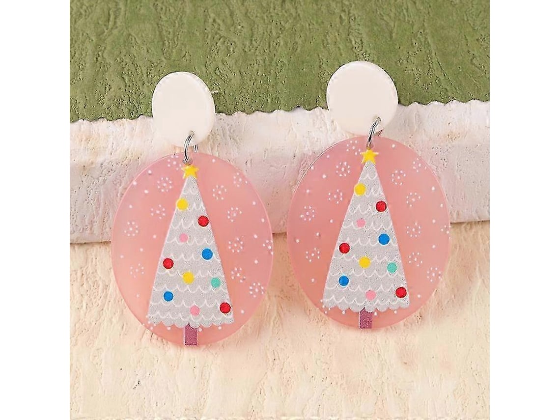 Brincos De Acrílico De Árvore De Natal Rosa, Estilo Coreano