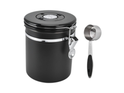 Eyf lata Airtight de Café com Válvula Co2 Rastreador de Data Aço Inoxidável 1500ml com Colher