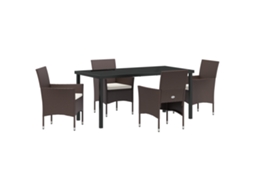 Conjunto 5 De Cadeiras De Jantar Para Jardim Vidaxl Marrom Vime Pe