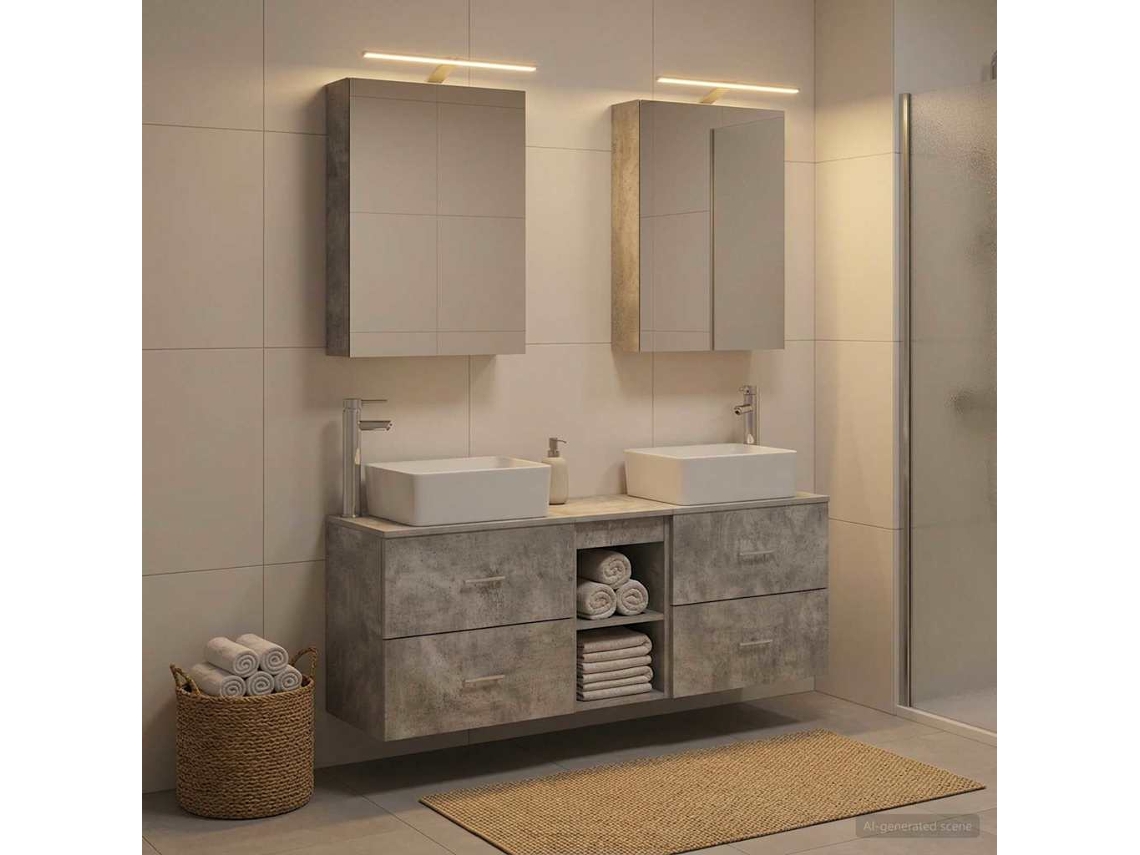 Vidaxl Conjunto De Móveis Para Banheiro 5 Pcs Cinzento Cimento