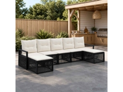 Vidaxl Conjunto De Sofá De Jardim 7 Unid. Preto Vime Pe