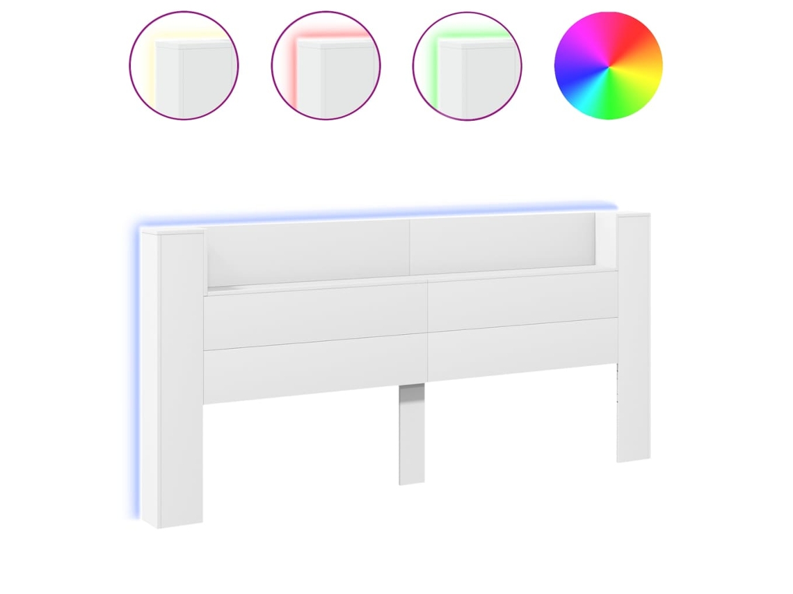 Armário de Cabeceira com Luzes Led Branco 220x16,5x103,5 cm MAISON EXCLUSIVE