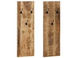 Bengaleiro Parede 2 Pcs Madeira Mangueira Maciça 36X110X3 Cm PANGSHIYUAN