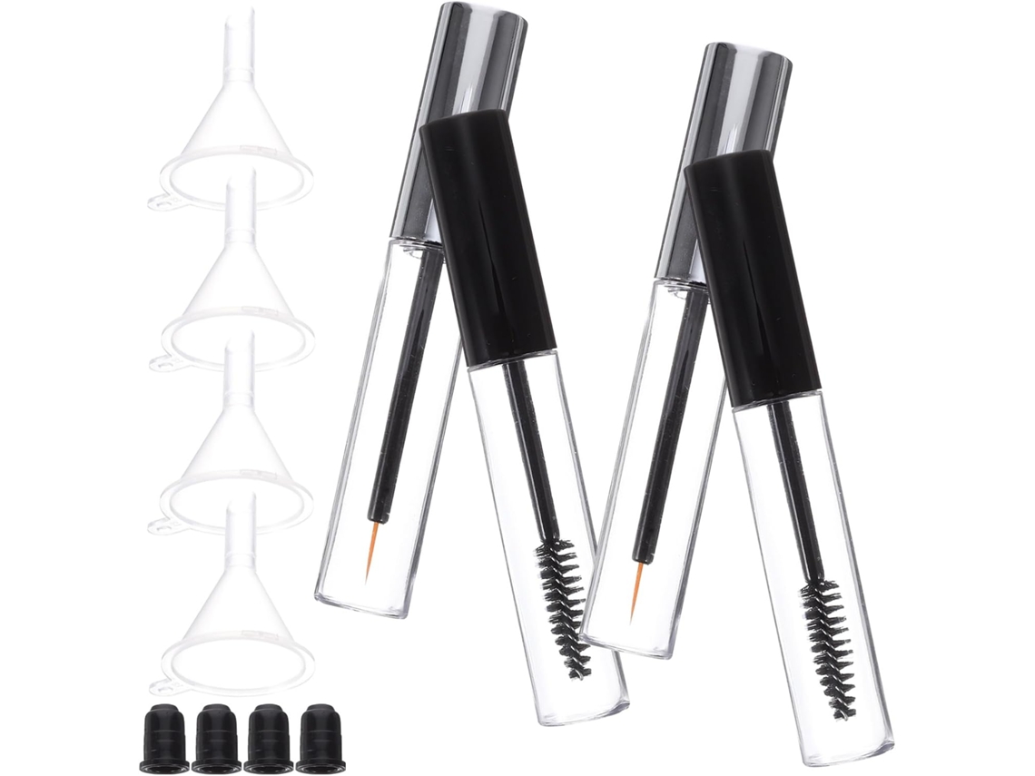Conjunto de 12 tubos de plástico vazios de 10ml para rímel e delineador da Funis.