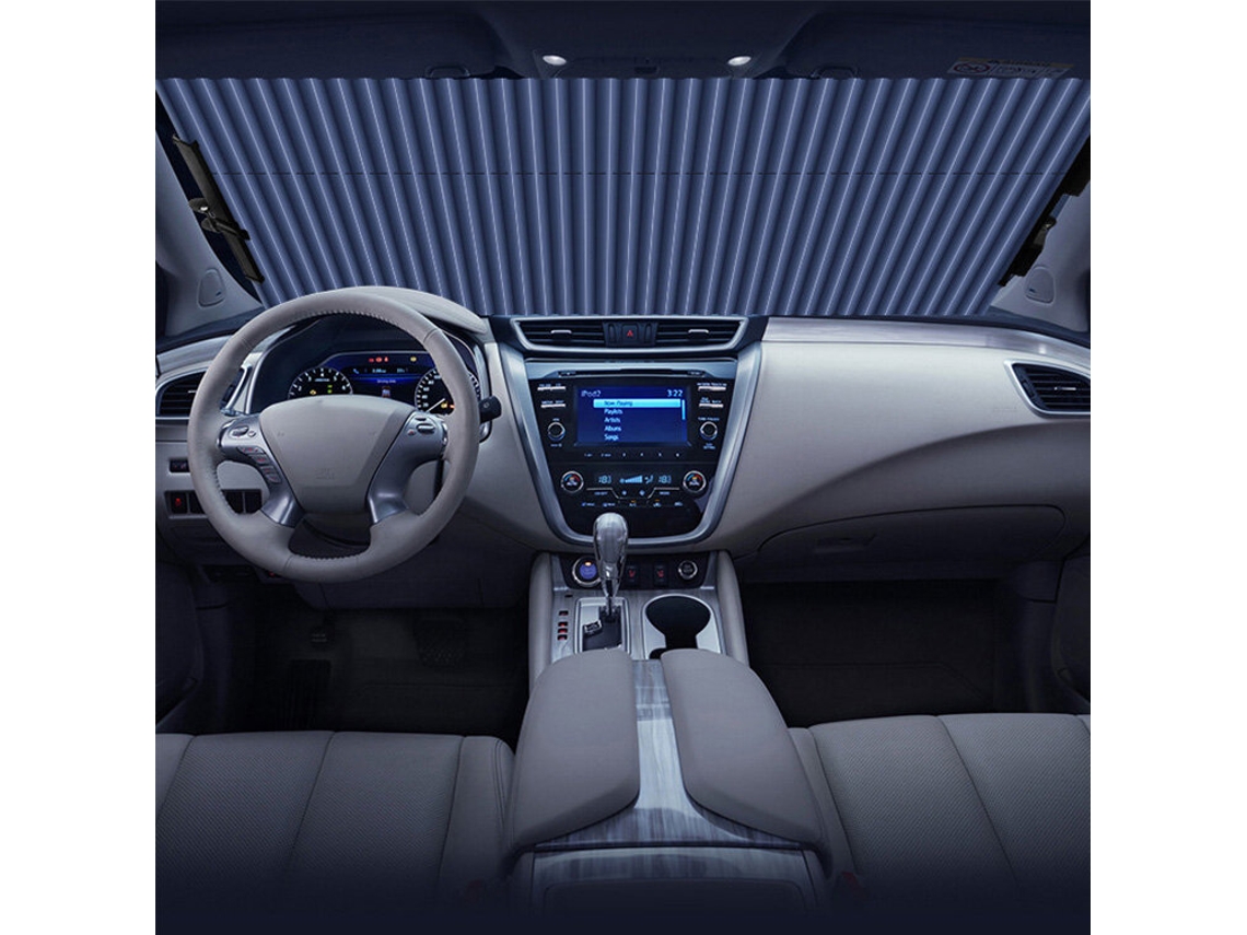 Protetor solar retrátil universal para para-brisa de carro, compatível com SUVs.