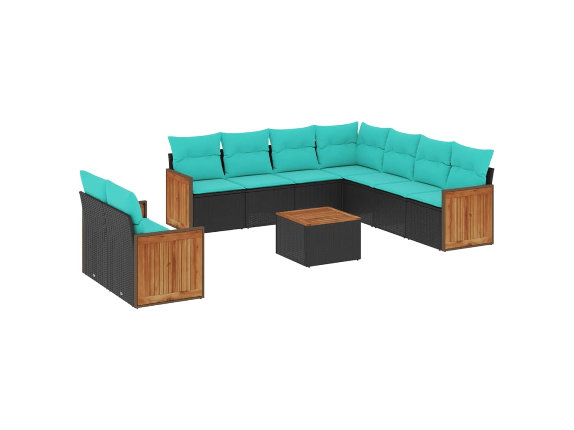 Conjunto de Sofá Jardim 3 Peças Almofadas Rattan Sintético MAISON EXCLUSIVE