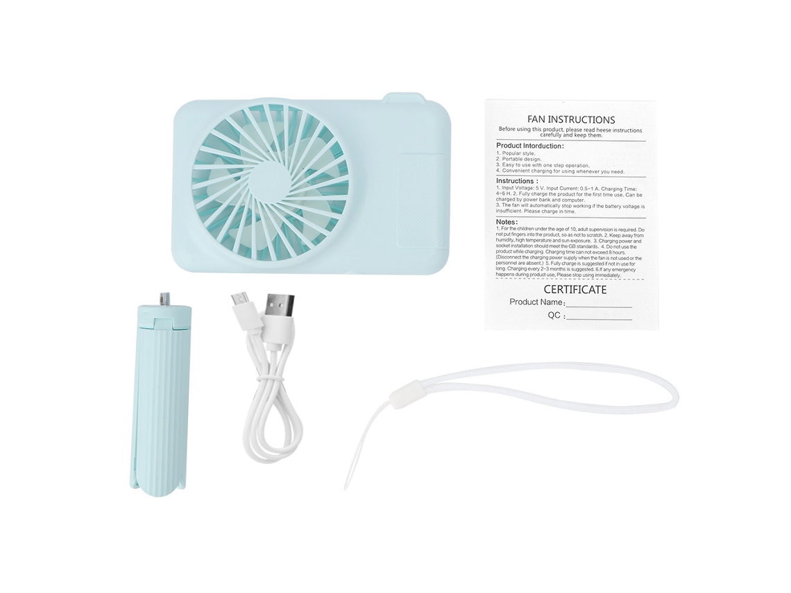 Ventilador Portátil Usb Recarregável Azul
