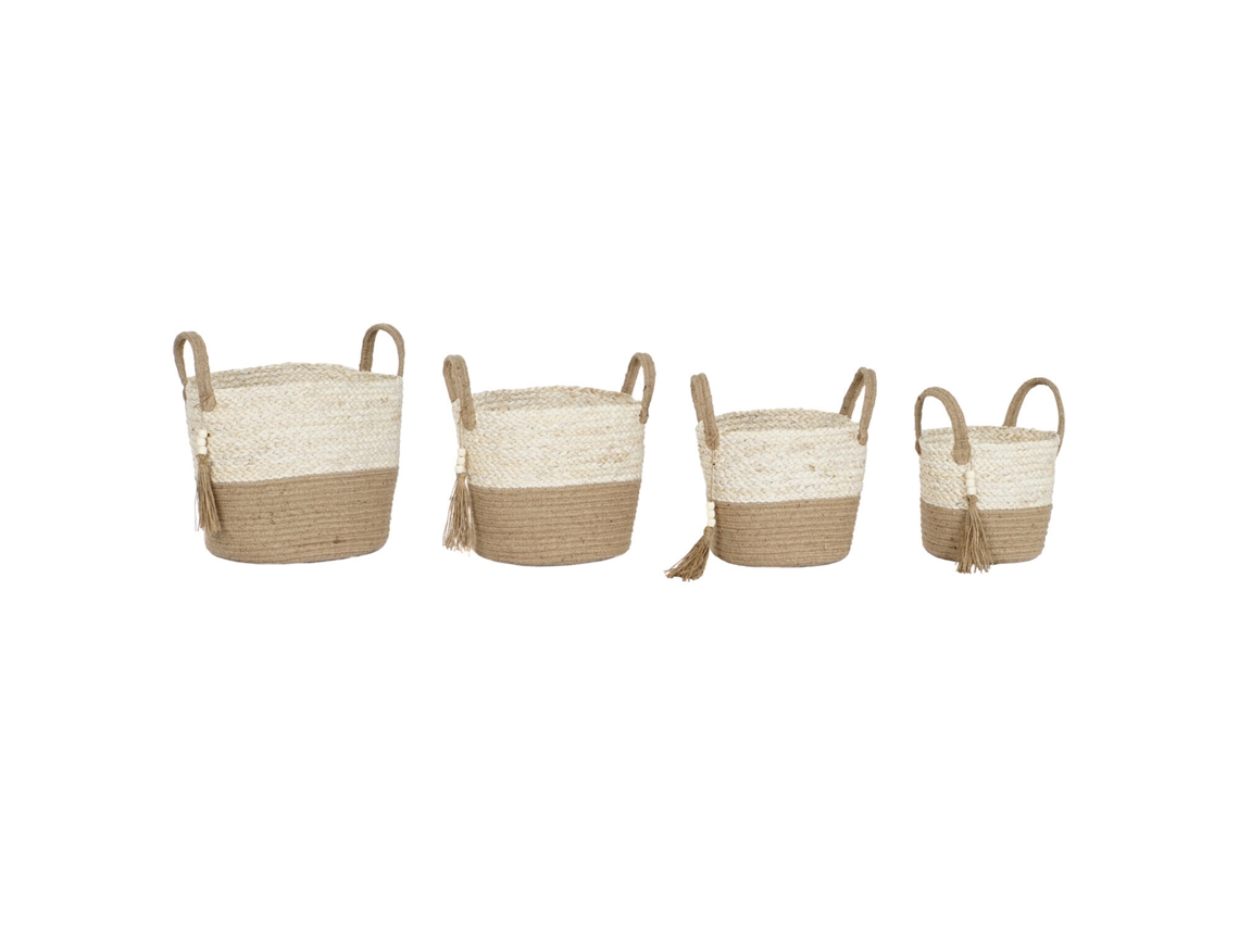Conjunto de 4 Cestos de Juta Trançada para Milho com Alças, 40x40x41cm ALEXANDRA HOUSE LIVING