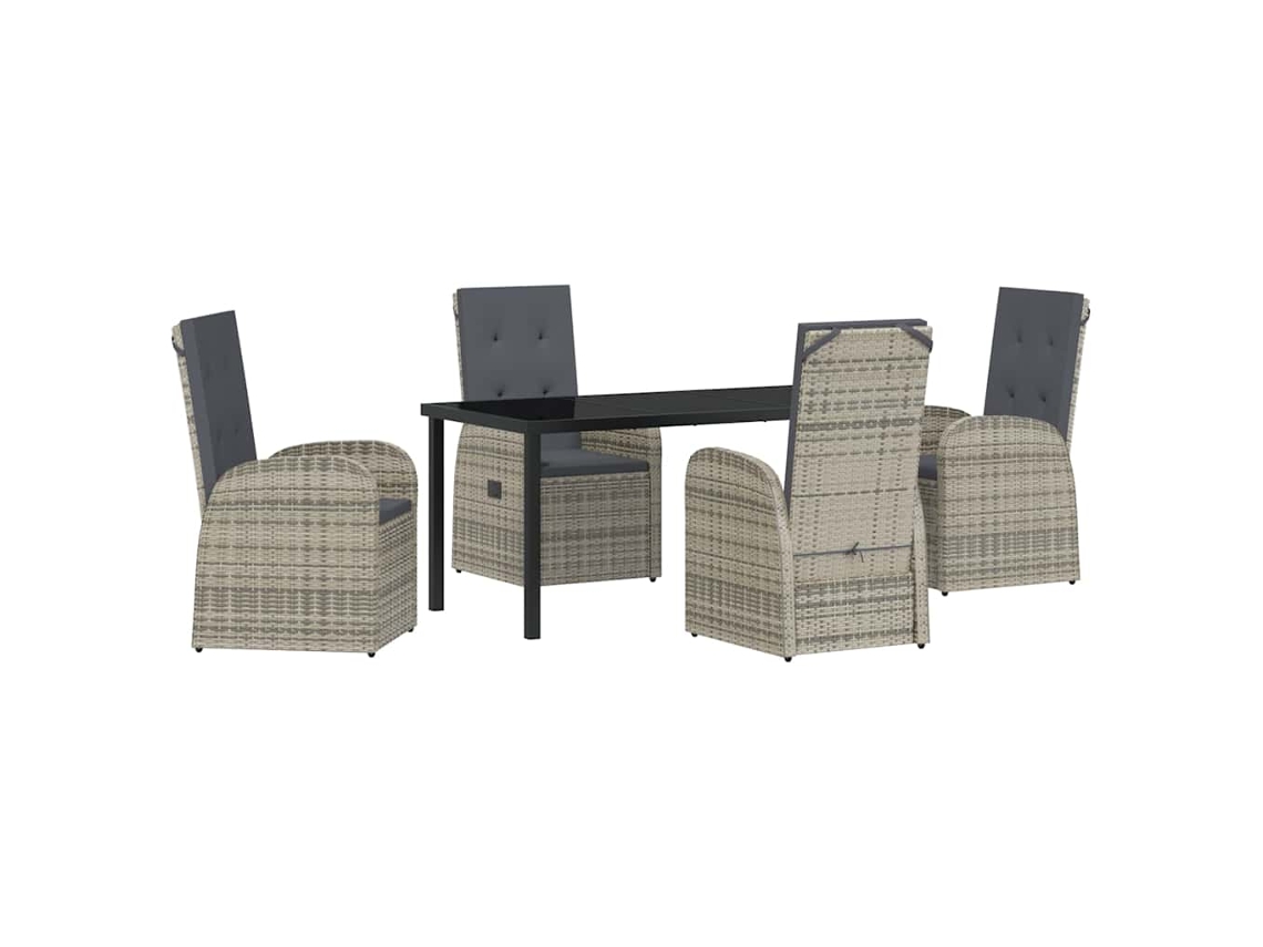 Maison Exclusive - Conjunto De Jantar Para Jardim 5 Pcs Cinzeto Vime Pe