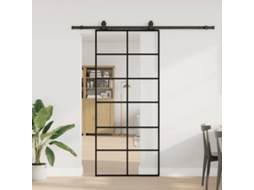 Vidaxl Porta Deslizante C/ Conj. Ferragens 90x205cm Vidro Esg Preto