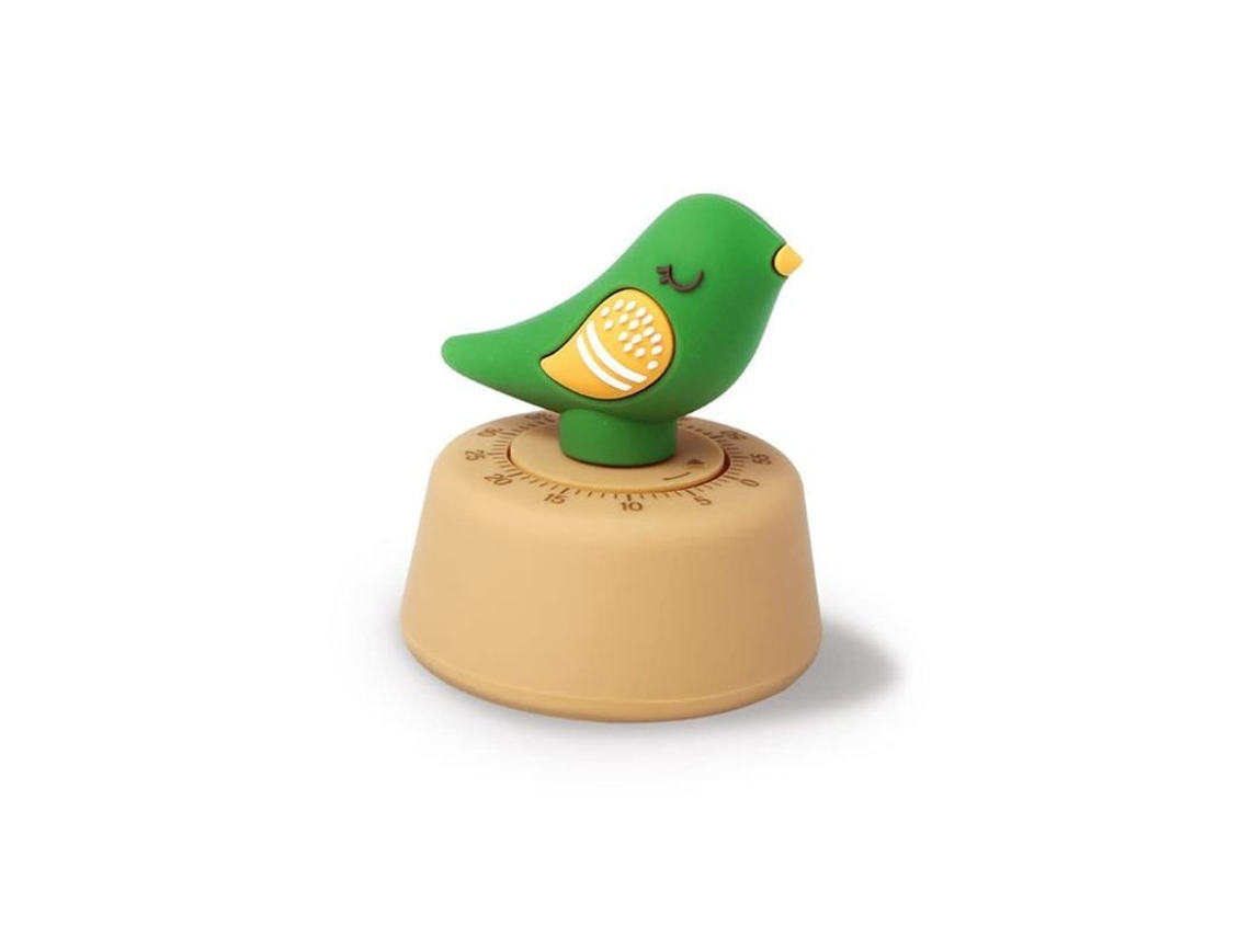 Temporizador Mecánico Pájaro Verde Cocina 60 Minutos Sin Pilas Manual Regalo Decoración