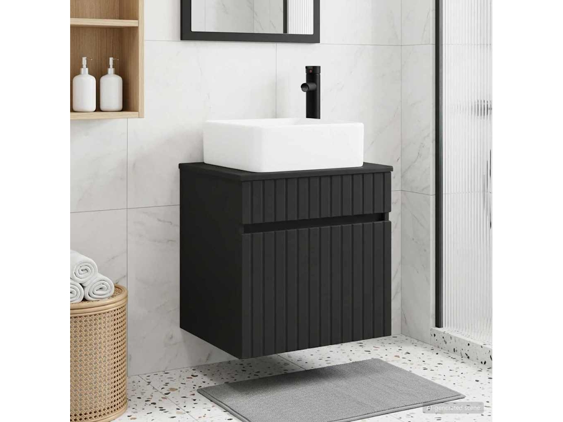 Vidaxl Vanidade De Pia De Parede Preto 49 X 41 X 63 Cm