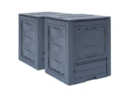 Vidaxl Compostores De Jardim 2 Pcs 60x60x73 Cm 520 L Cinzento