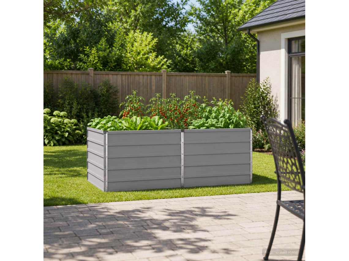 Vidaxl Cama De Jardim Elevada Cinzento 160 X 80 X 55 Cm