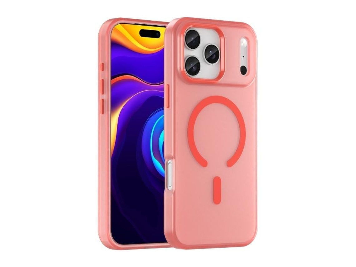 Capa Híbrida Translúcida Para Iphone 17 Pro Max - Tpu E Pc Com Magsafe | Fosca - Vermelha