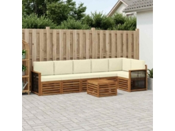 Vidaxl Conjunto De Sofás Para Exterior 6 Unid. Natural E Creme