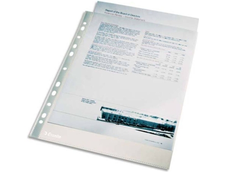 ESSELTE - Bolsa Perfurada, Economia, A4, 11 Orifícios, Polipropileno, 40 Mícrones, Suave, Transparente Bolsa Perfurada, Economia, A4, 11 Orifícios, Polipropileno, 40 Mícrones, Suave, Transparente