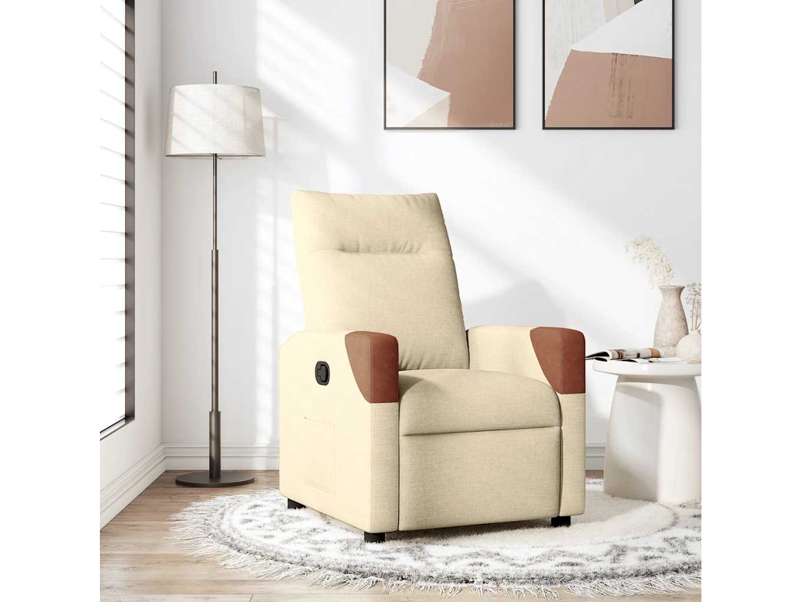 Vidaxl Poltrona Reclinável Tecido Cor Creme