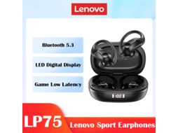 Auscultadores Lenovo Lp75 Tws Sports Earphones Bluetooth 5.3 Auscultadores Sem Fio Hifi Estéreo Impermeável Redução de Ruído Earbuds com Microfones