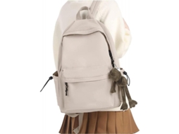 Mochila Escolar Leve S/MARCA, impermeável, estética, para adolescentes, bege