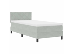 Cama Box Spring Led Cinzento Claro 100x200 cm Veludo MAISON EXCLUSIVE