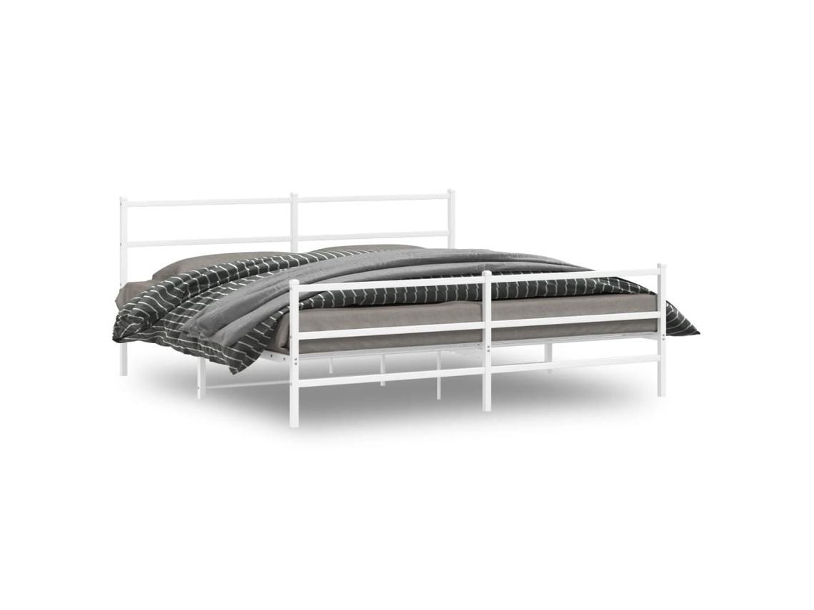 Estrutura de Cama com Cabeceira e Pés Metal Branco MAISON EXCLUSIVE 200x200 cm