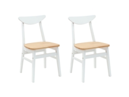 Conjunto 2 Cadeira De Jantar Vidaxl Branco Madeira De Seringueira Maciça (42 X 47,5 X 81 Cm)