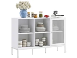 Aparador de Cozinha Melamina de Madeira, Aço Cor Branco 120x37x81,5 cm Homcom
