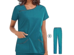 Uniforme De Trabalho Para Hospital Mulher Blusa De Manga Curta E Calças Médica Enfermeira Xxl Azul